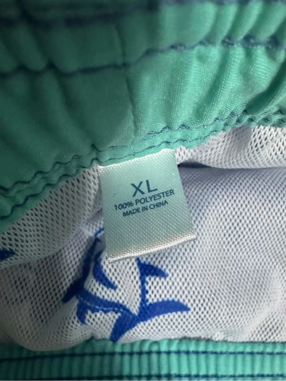 Southern Tide Kids Navy Blue Swim Trunks with Mint Drawstring